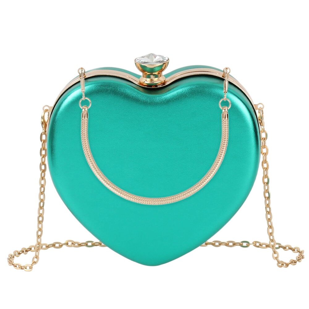 2541 Heart Shape Purse Smooth Pu Leather Shoulder Bag Party Clutch Handbags